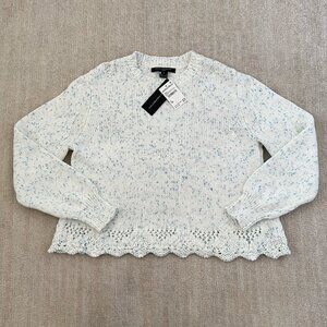 NWT French Connection Nevanna Scallop Hem Cotton Crewneck Sweater M